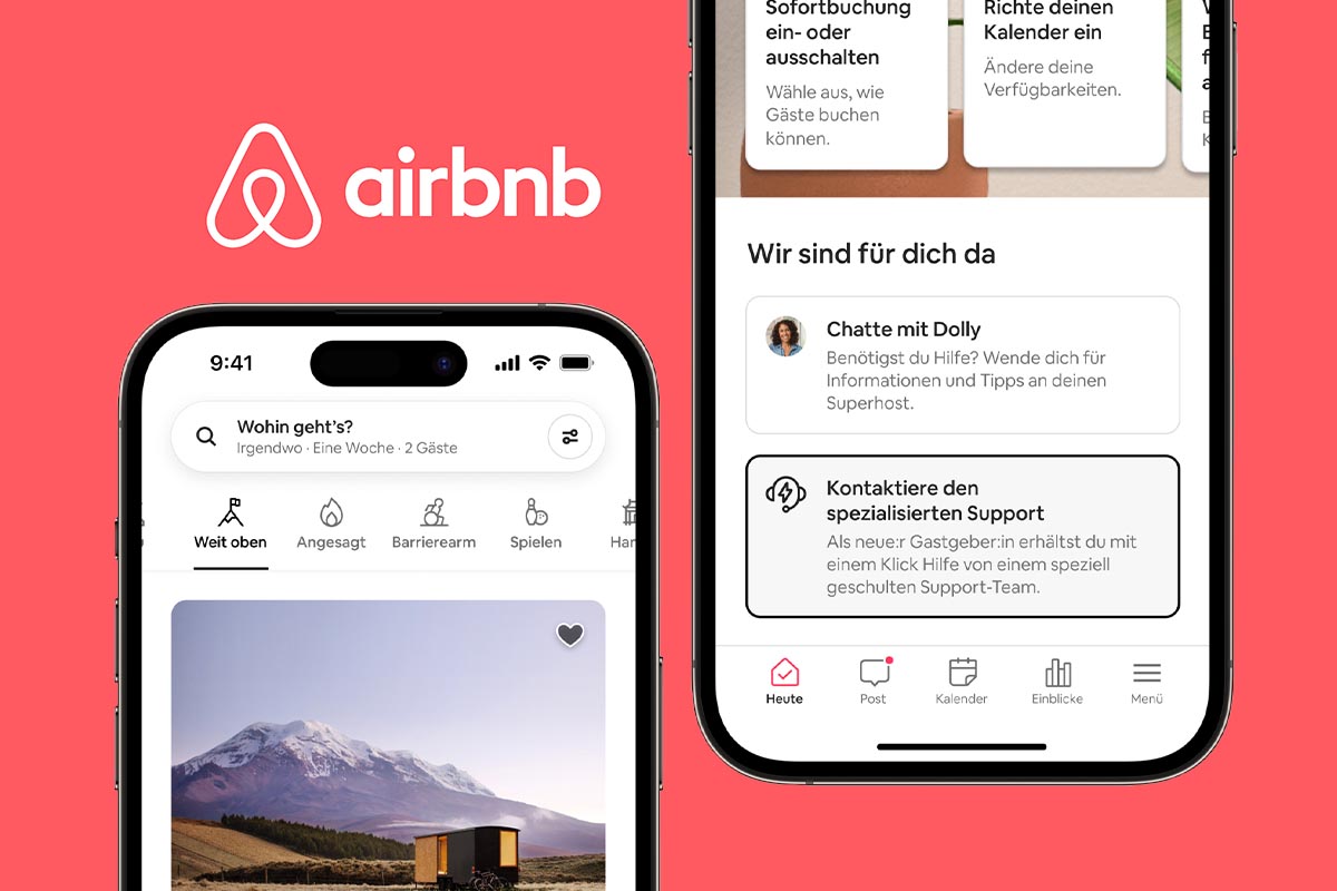 Neuerungen der Airbnb App auf einem Smartphone abgebildet