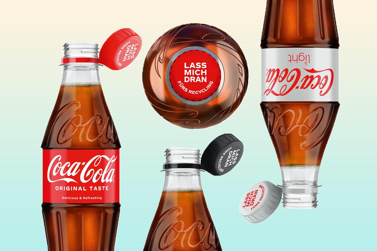 Cola-Flaschen auf buntem Farbverlauf