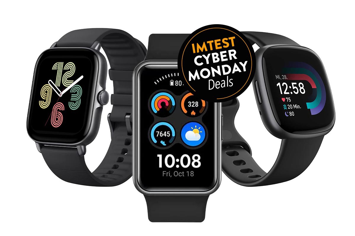3 Product Shots von Smartwatches von Huawei, Fitbit, Amazfit nebeneinander