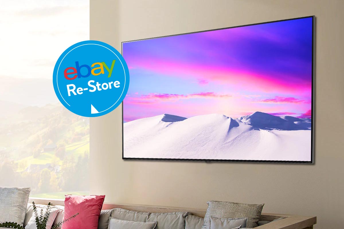 Der LGLG-TV aus dem Ebay Re-Store an einer Wand angebracht