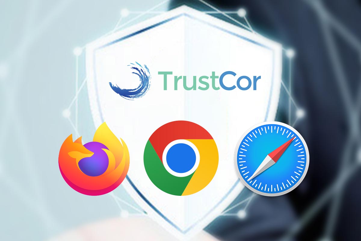 Vor dem Trust Coe-Logo erscheinen kleiner die Logos von Mozilla Firefox, Google Chrome und Safari.