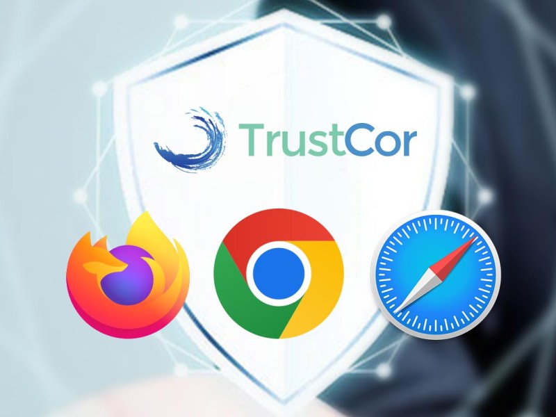 Vor dem Trust Coe-Logo erscheinen kleiner die Logos von Mozilla Firefox, Google Chrome und Safari.