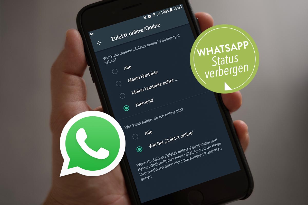 Smartphone mit geöffneten Optionen in WhatsApp