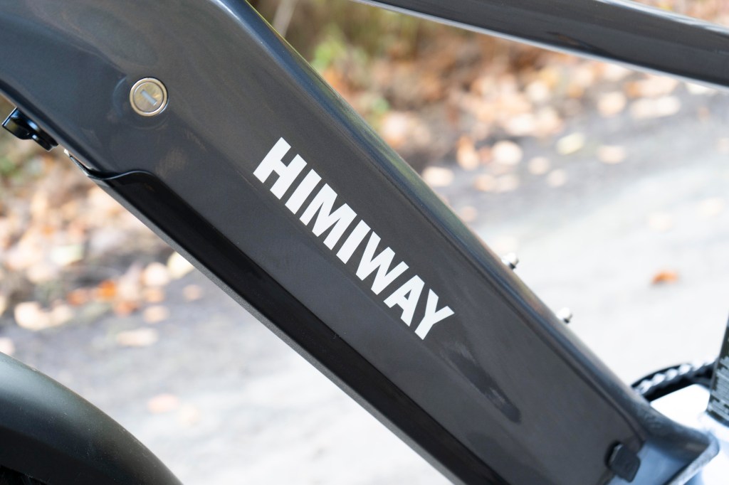 Schriftzug "Himiway" auf Querstange des E-Bikes Himiway Zebra.