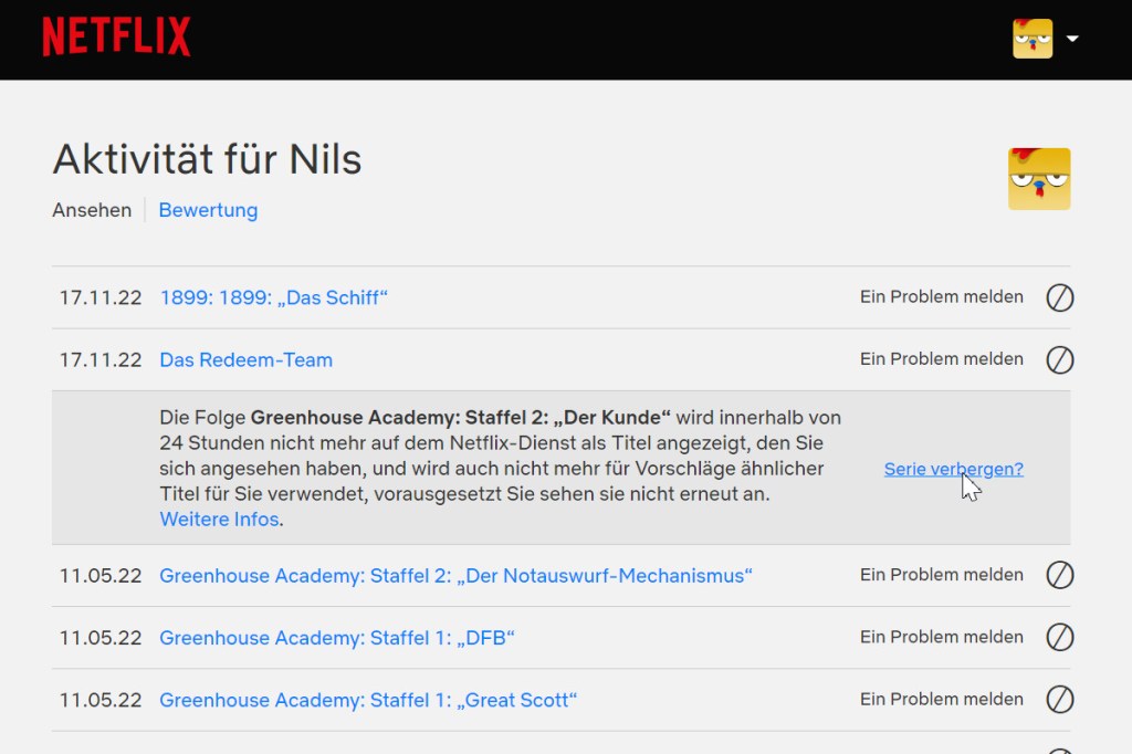 Netflix Liste bearbeiten