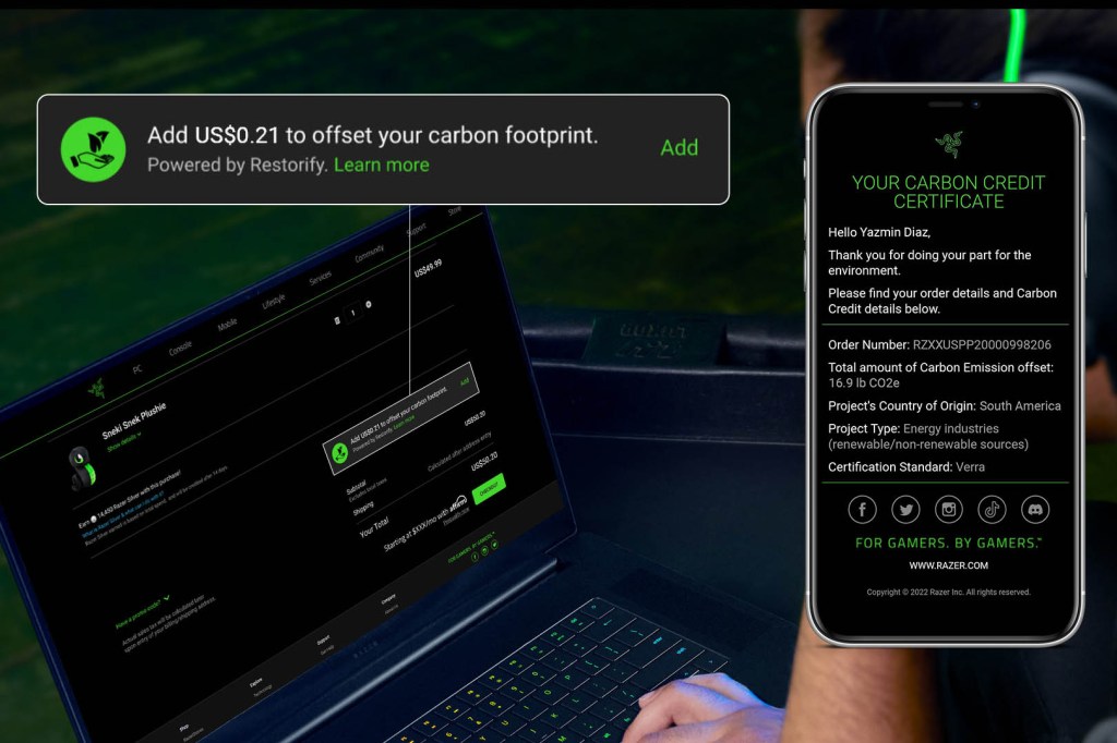Screenshot des Online-Shops von Razer mit der neuen Funktion.