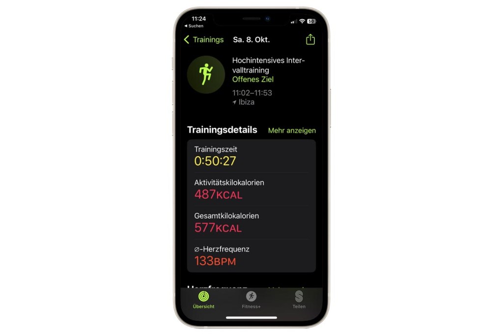 Fitness App Traininsauswertung