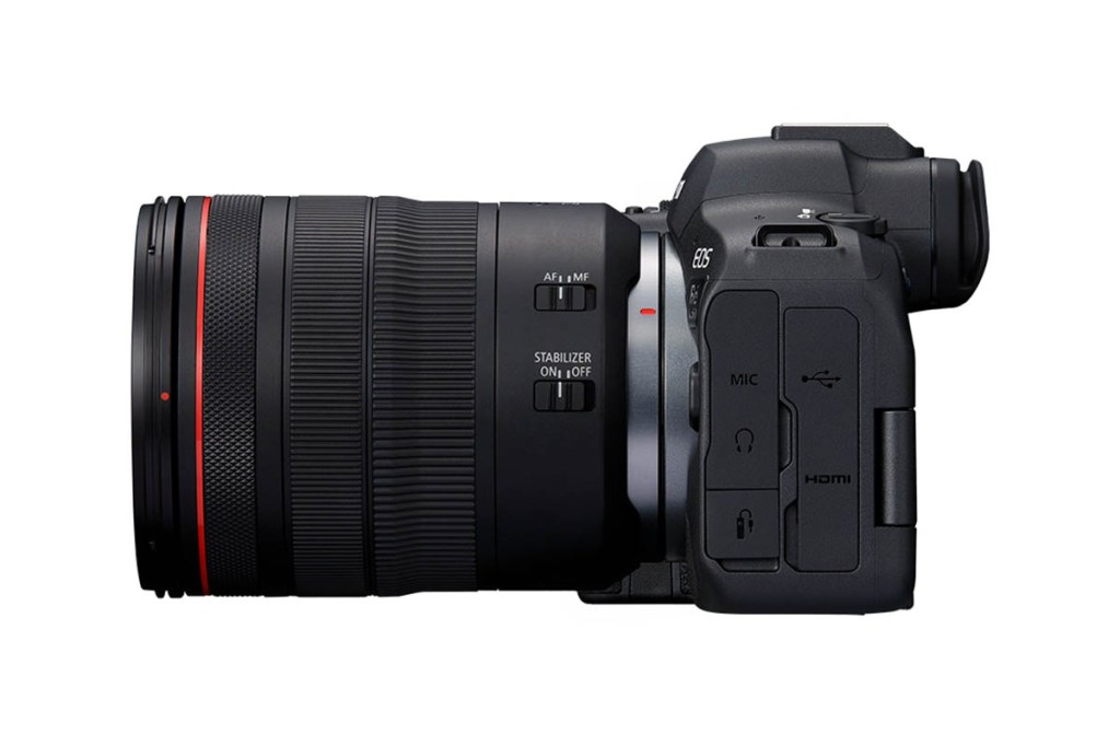 Canon EOS R6 Mark II seitliche Betrachtung mit Objektiv
