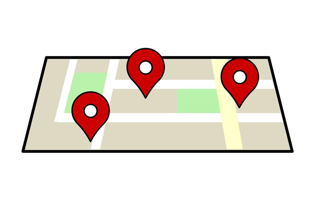 Auf einer stilisierten Karte sind drei Standorte rot markiert.