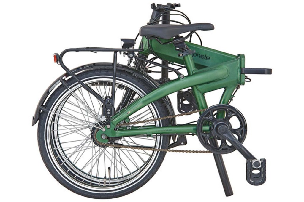 Klapp-E-bike von Prophete im zusammengeklappten Zustand, Productshot