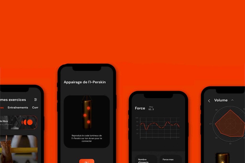 Die I-Percut-App vor orangem Hintergrund.