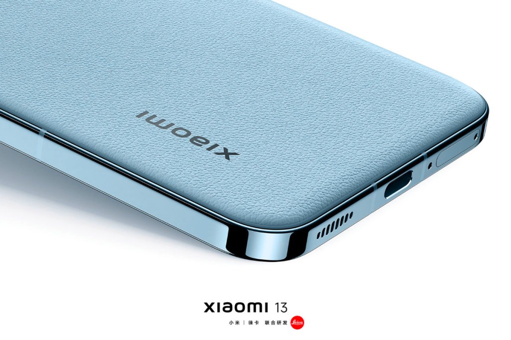 Ein Renderbild des Xiaomi 13 mit Leder-Cover.