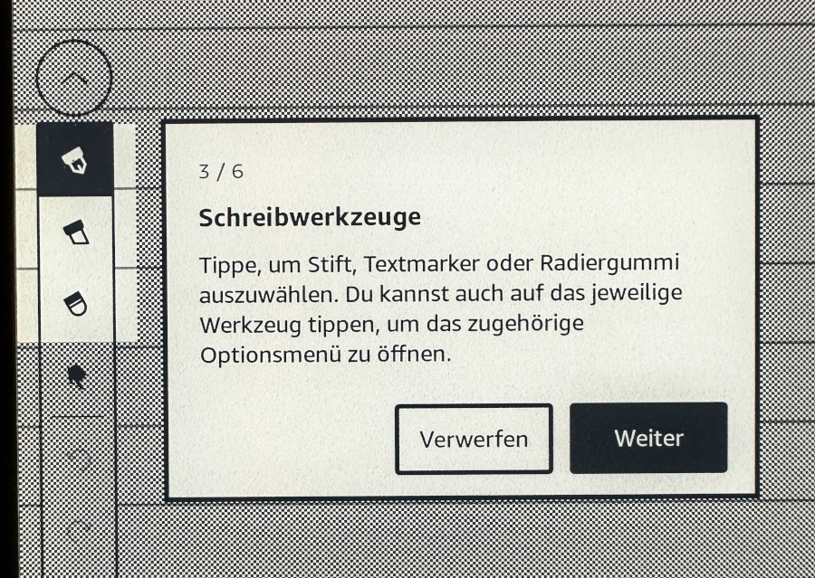 Screenshot grauer Kasten mit Tutorial