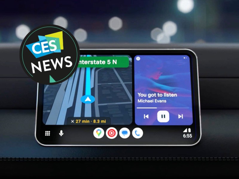 Ansicht des Android Auto Systems mit dem CES-Logo.