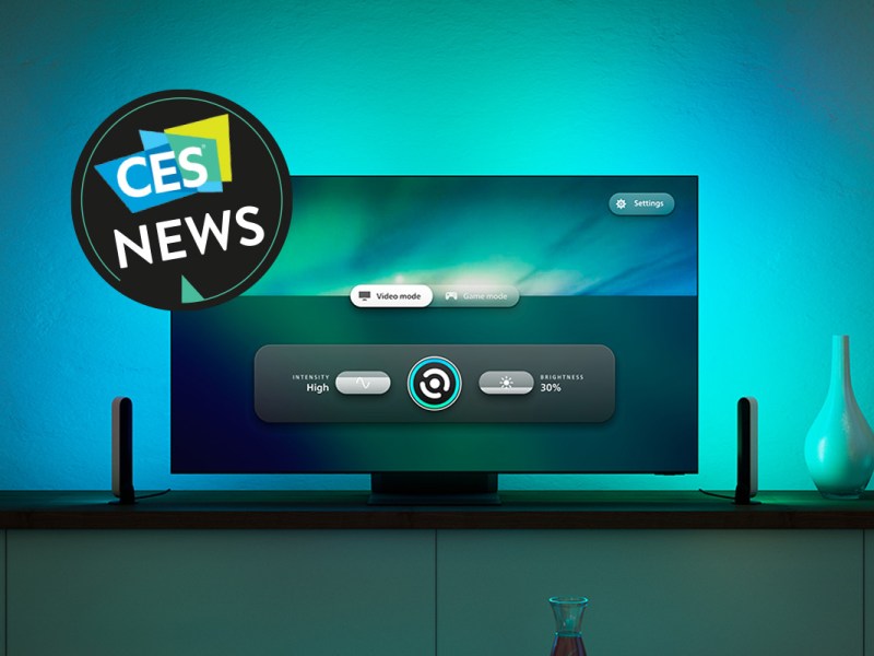 Beleuchteter Fernseher mit Philips Hue-Lampen