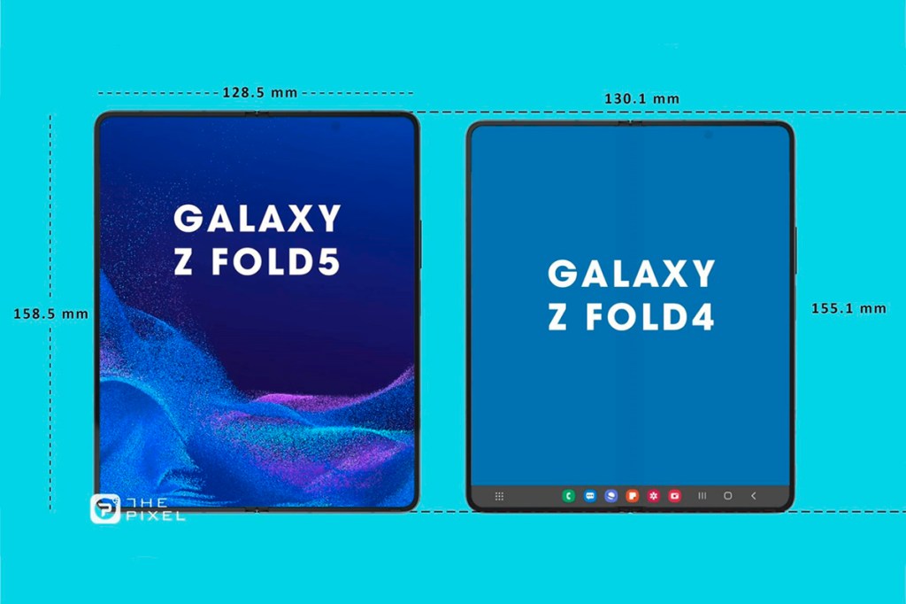 Grafischer Vergleich der Galaxy Z Fold5 und Fold4 Modelle.
