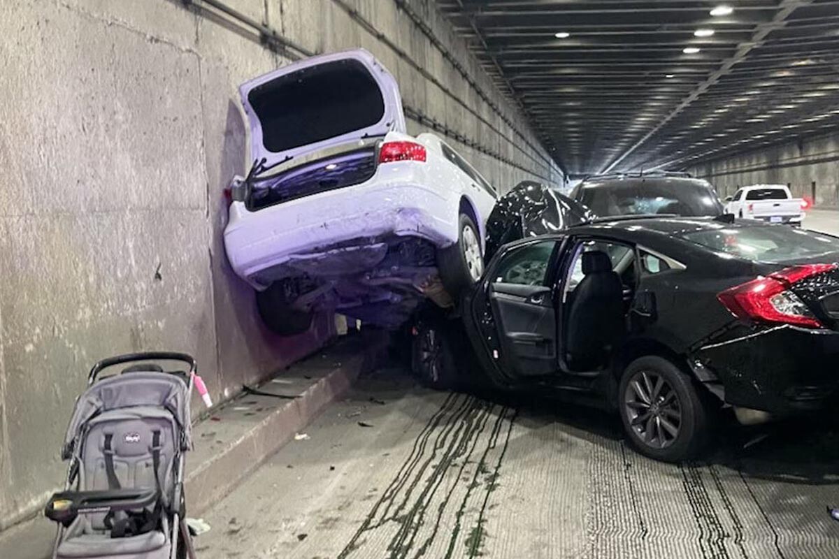Bild vom Unfallszenario des Tesla Model S