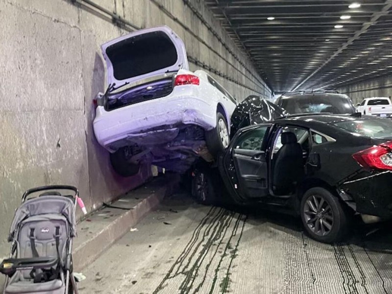 Bild vom Unfallszenario des Tesla Model S
