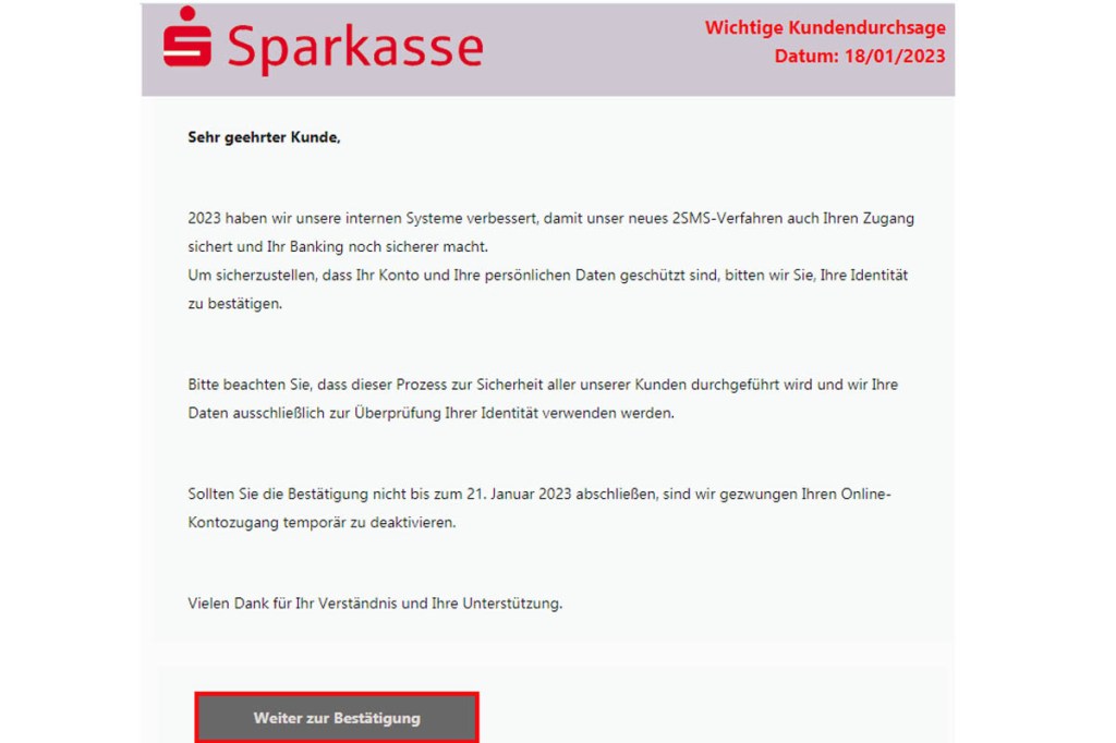 Eine Phishing-Mail