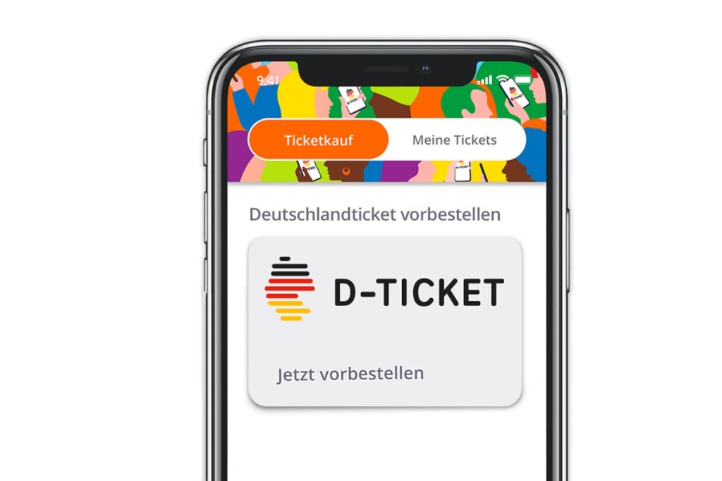 Handydisplay mit Deutschlandticket-App