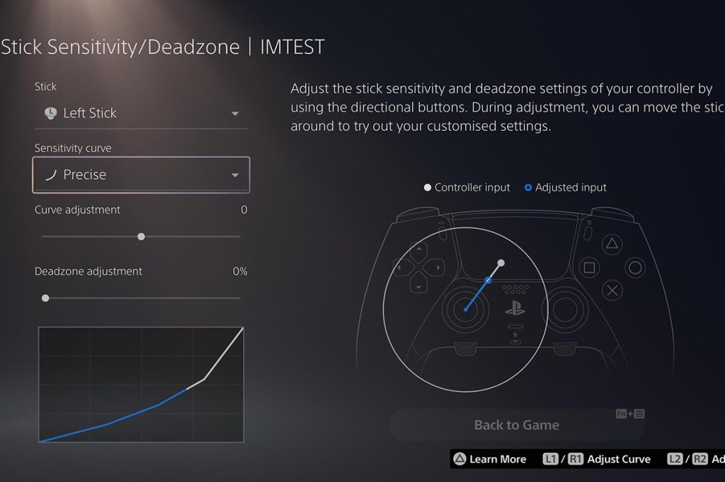 Ein Software-Menü des Dual Sense Edge Controllers