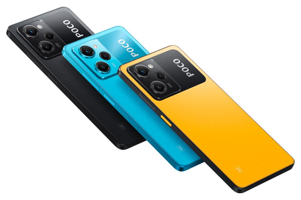 Produktbilder des neuen Poco X5 Pro 5G in drei Farben.