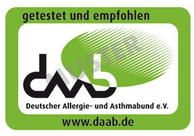 Grünes eckiges Logo mit DAAB und Internetadresse drauf
