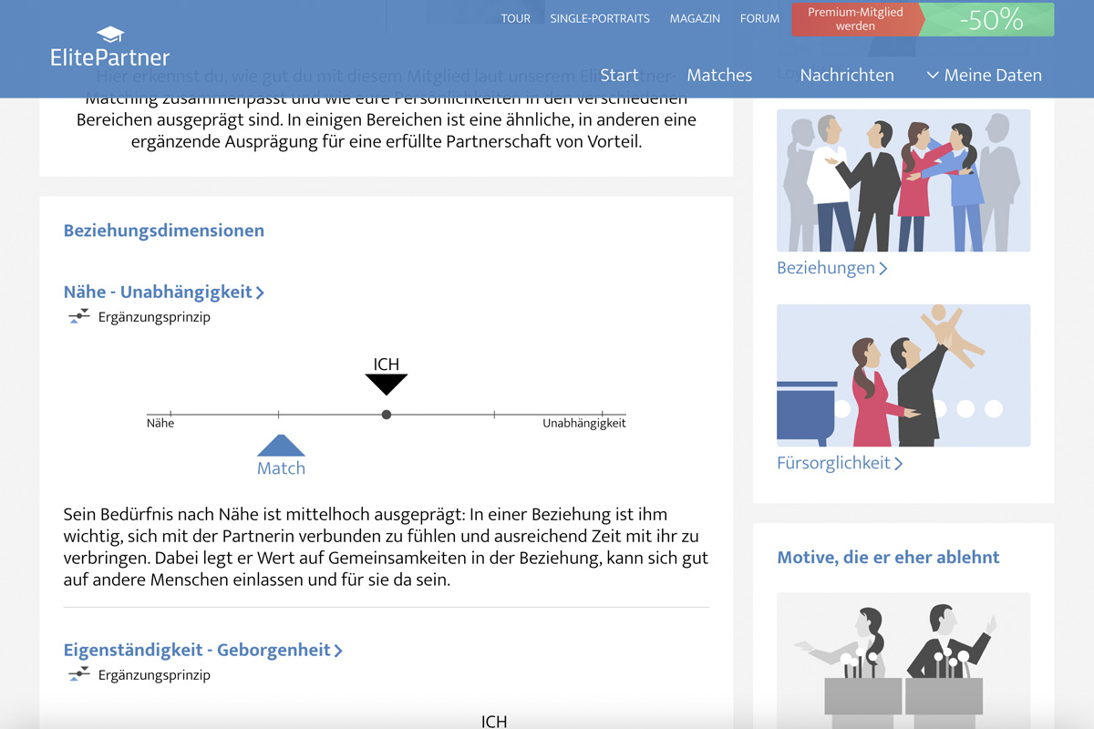 Screenshot der Website von Elitepartner.