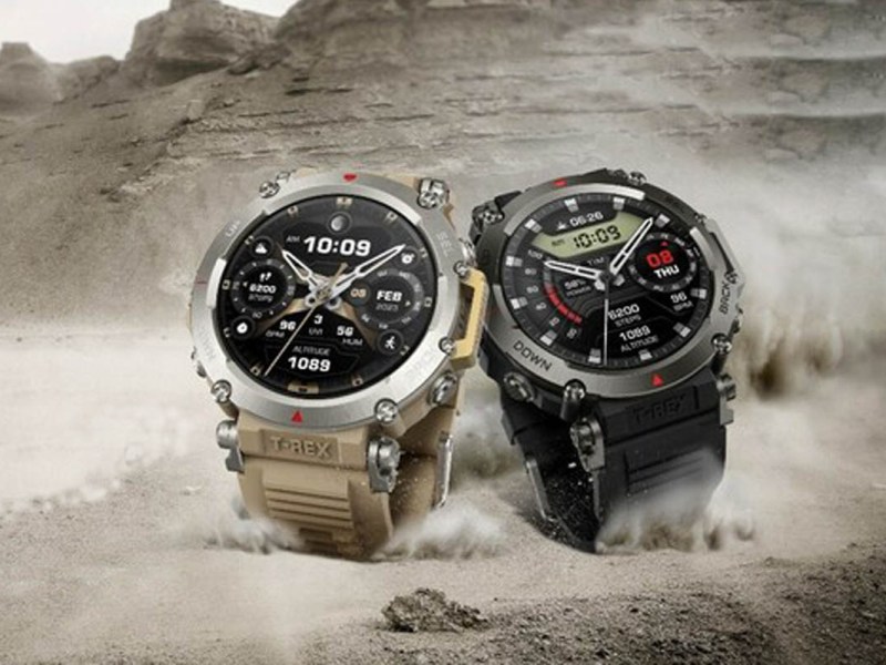 Produktbild der Amazfit T-Rex Ultra in schwarz und beige