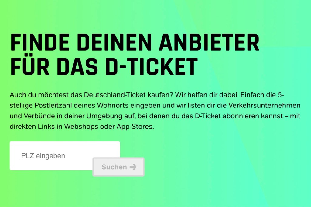 Screenshot der Website des Deutschlandticket.