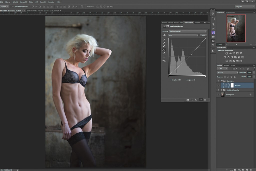 Abdunklung eines Aktfotos per Adobe 