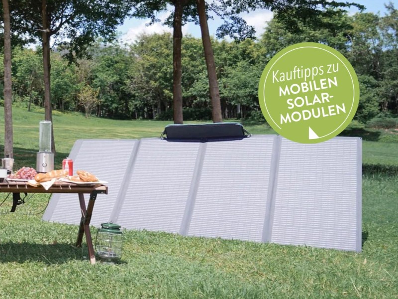 Mobile Solarmudole auf einer Wiese