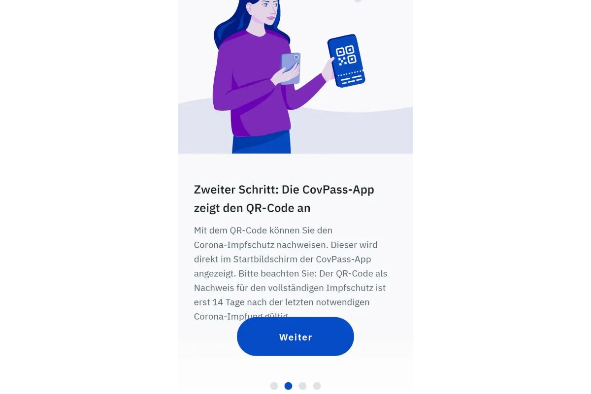 Screenshot der CovPass-App.