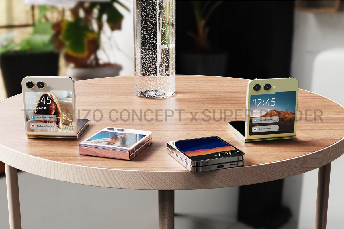 Lifestylebild der neuen Galaxy Z Flip5 Farbvarianten.