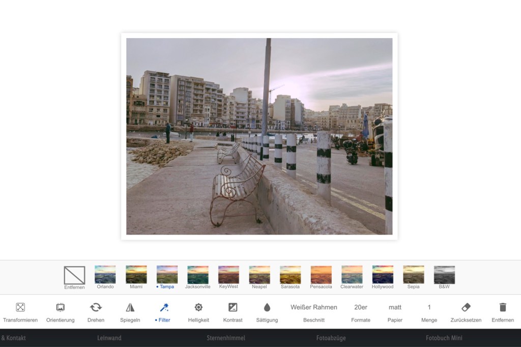 Screenshot der Webanwendung von Lidl Fotos.