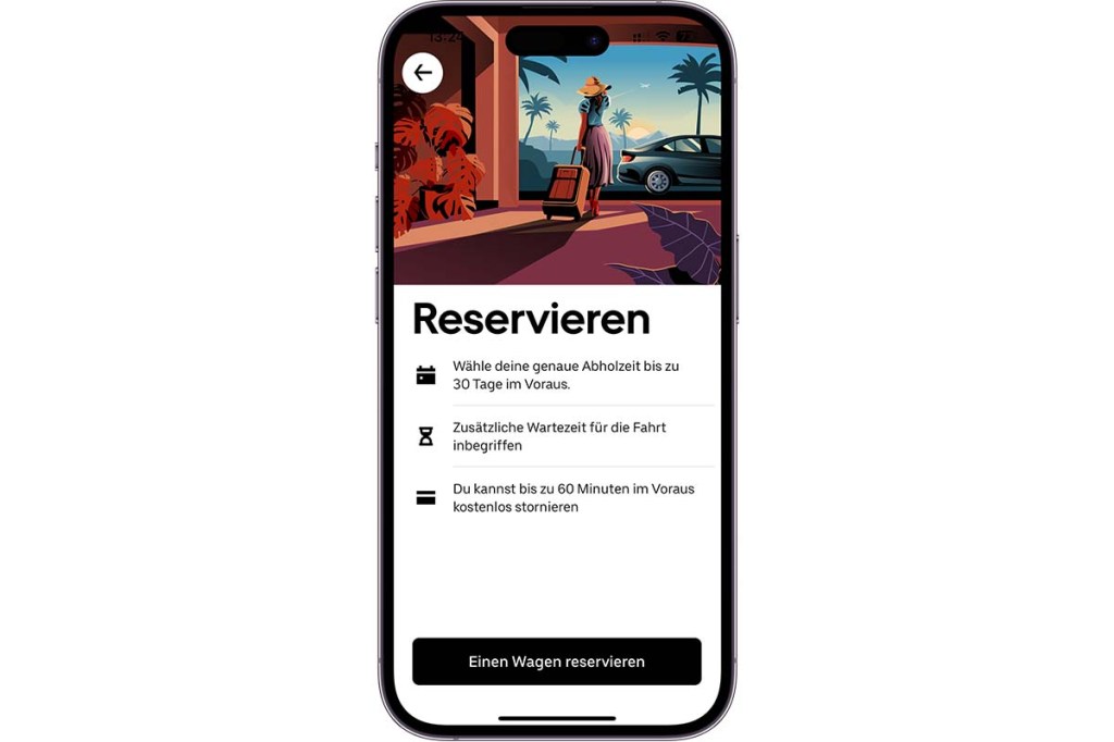 Bildschirm Smartphone mit Uber Reserve App - Reservierung bestätigen