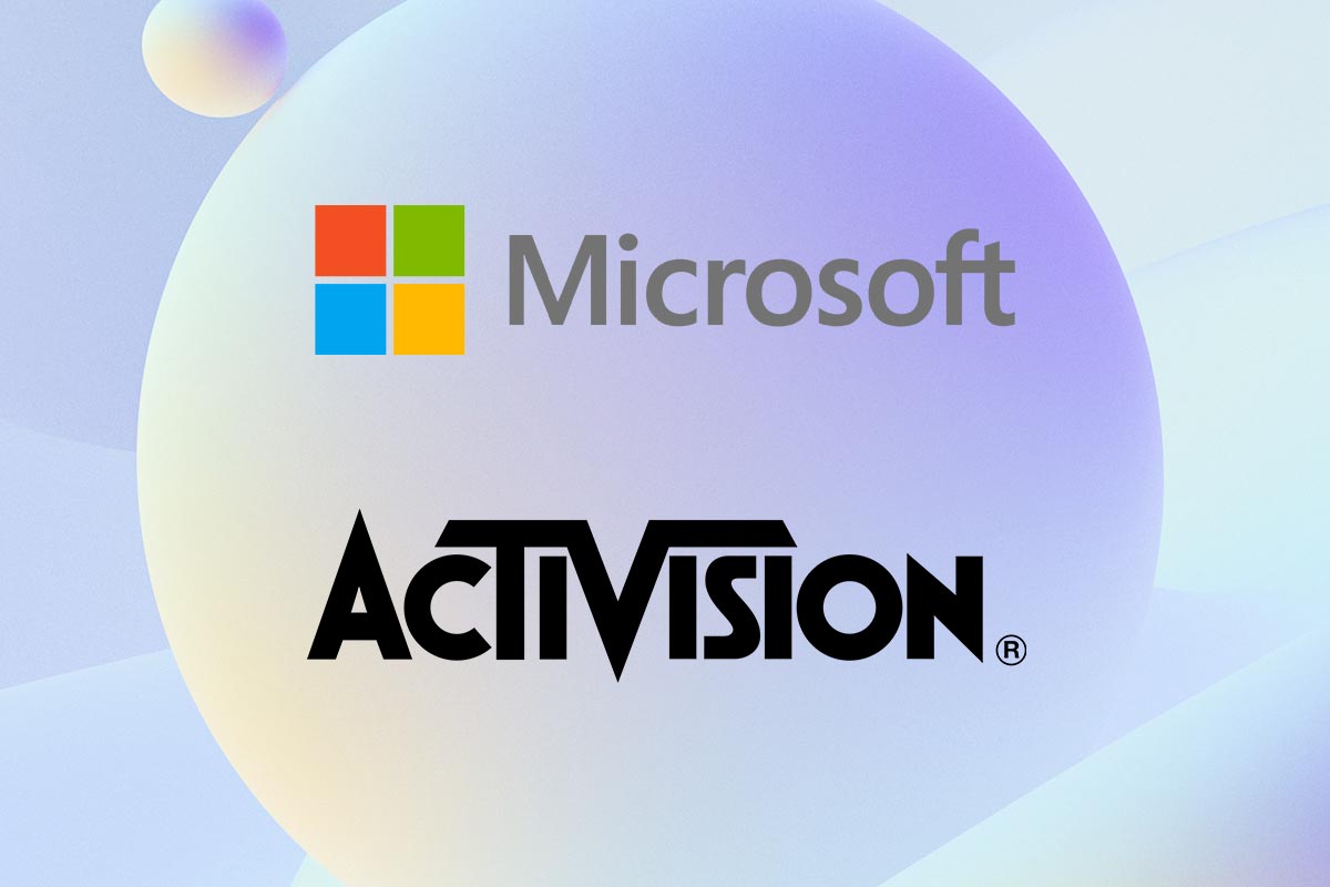 Logos von Activision und Microsoft, die von einem Kreis eingeschlossen sind.