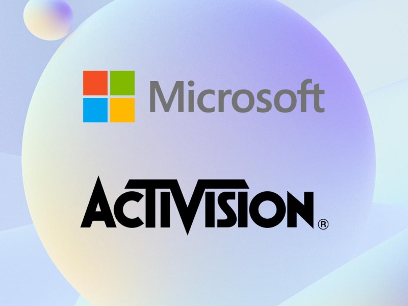 Logos von Activision und Microsoft, die von einem Kreis eingeschlossen sind.