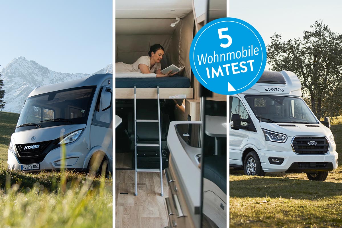 Wohnmobile verschiedener Hersteller auf einem dreigeteiltem Bild.