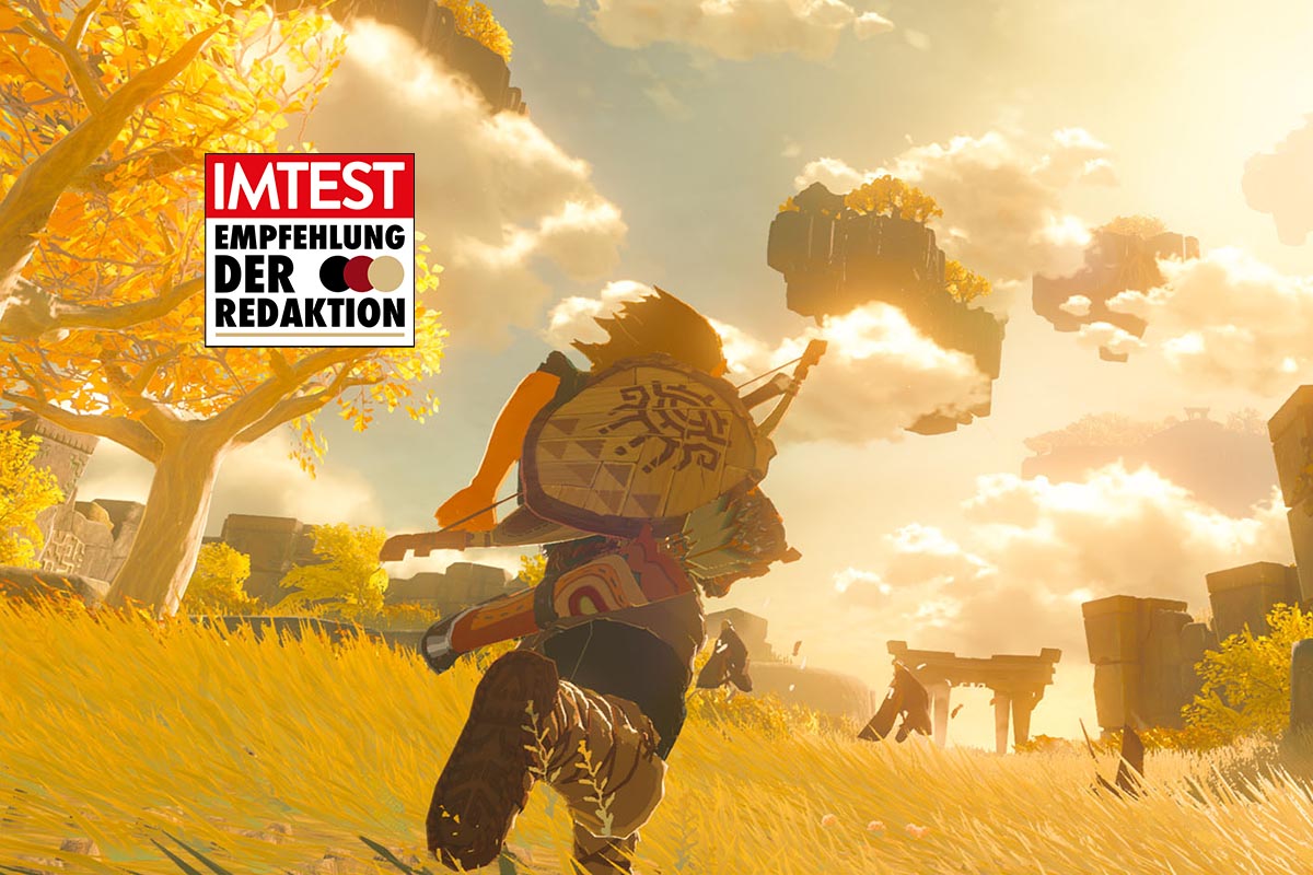 Screenshot aus Zelda: Tears of the Kingdom mit platziertem Empfehlungssiegel.