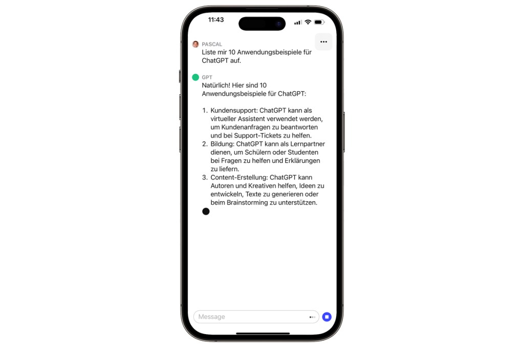 Screenshot der Apple-App von ChatGPT.