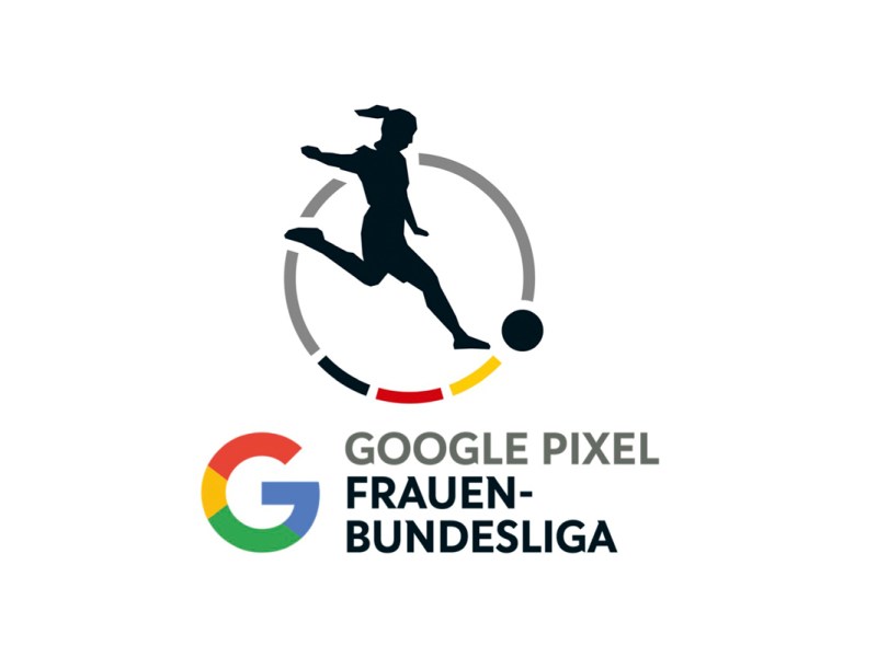 Logo der Google Pixel Frauen-Bundesliga vor weißem Hintergrund.