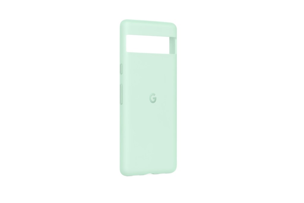 Google Pixel 7a Hülle mintgrün schräg von vorne auf weißem Hintergrund