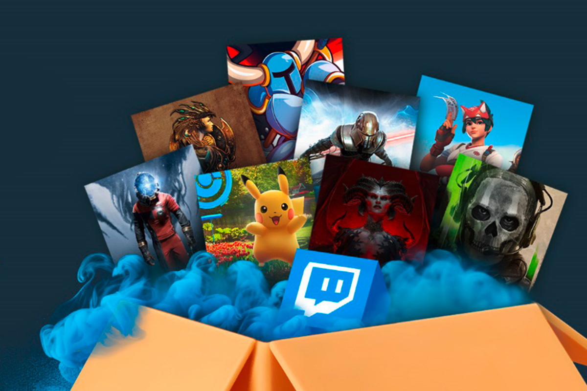 Bildcollage, die mehrere Spiele-Icons in einer virtuellen Amazon-Kiste zeigt.