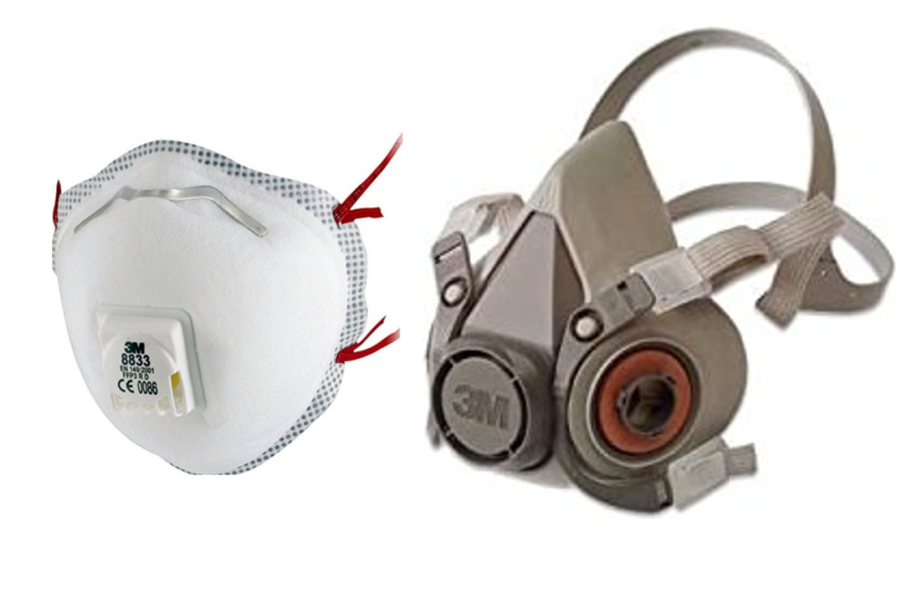 Produktbild einer FFP3 Maske und einer Gesichtsmaske mit Filterventil
