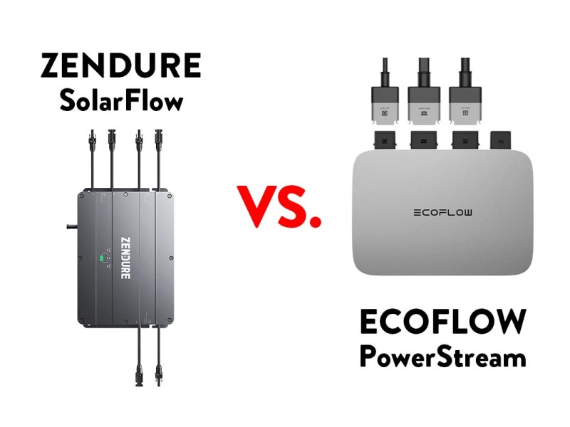 Balkonspeicher von Zendure und EcoFlow auf weißem Grund.