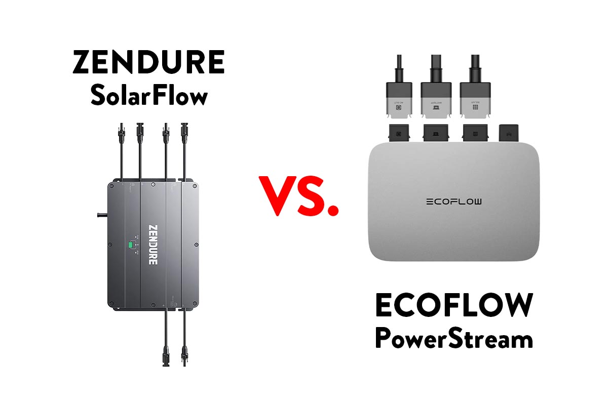 Balkonspeicher von Zendure und EcoFlow auf weißem Grund.