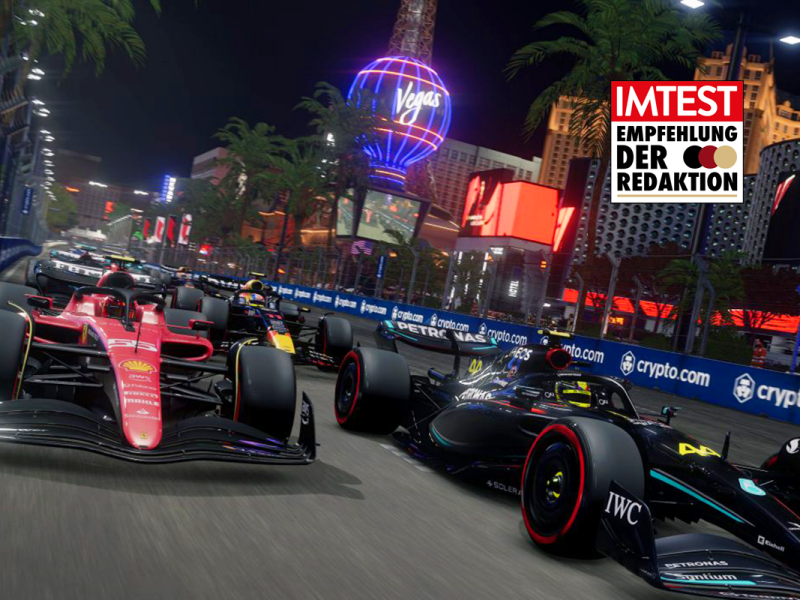 Das Starterfeld eines F1-Rennens vor der Kulisse von Las Vegas