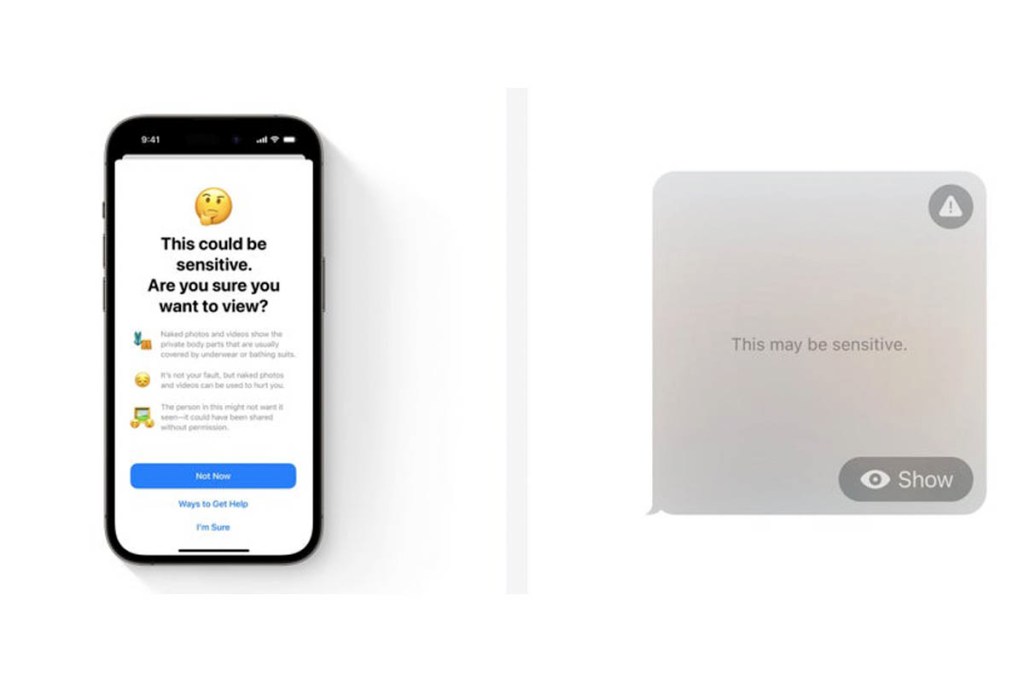 Fotos der neuen Warnungsfunktion beim iOS 17 Nacktheitsfilter