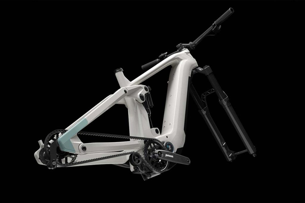 Productshot Fahrradrahmen mit Antriebsstrang von Pinion